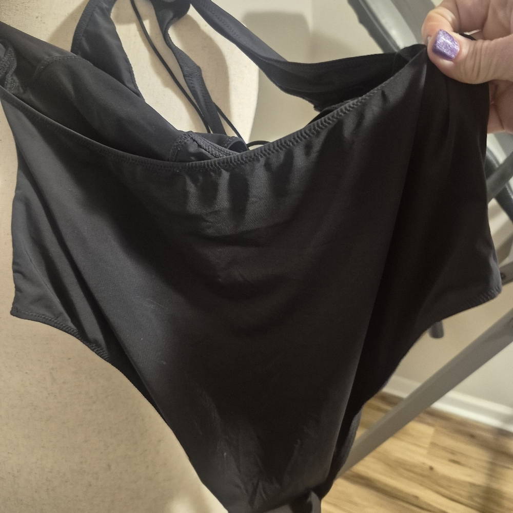 Black Strappy One-Piece Anthropologie Body Suit Xl Snap Crotch NWT Sexy - Picture 7 of 10